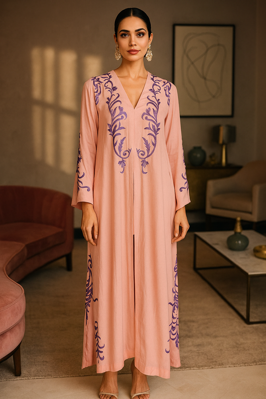 MARIA RAO - Baby Pink Jacket with lilac embroidery