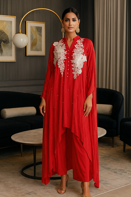 MARIA RAO - Neon Pink pintex poncho