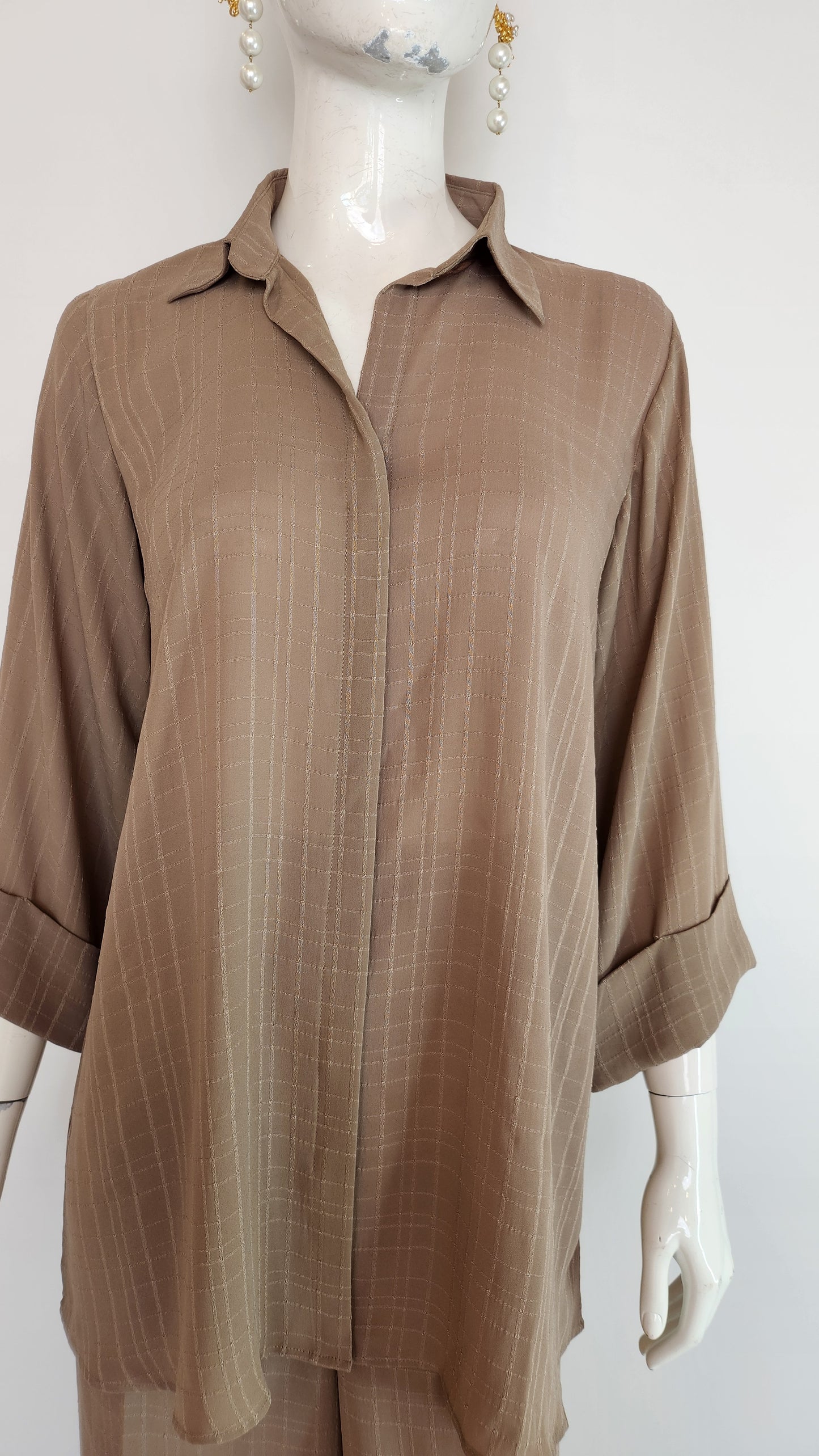 AMNA IQBAL - Beige Checkered