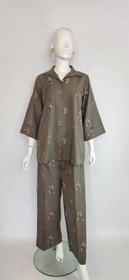 AMNA IQBAL -  Green Emb Co-ord Set