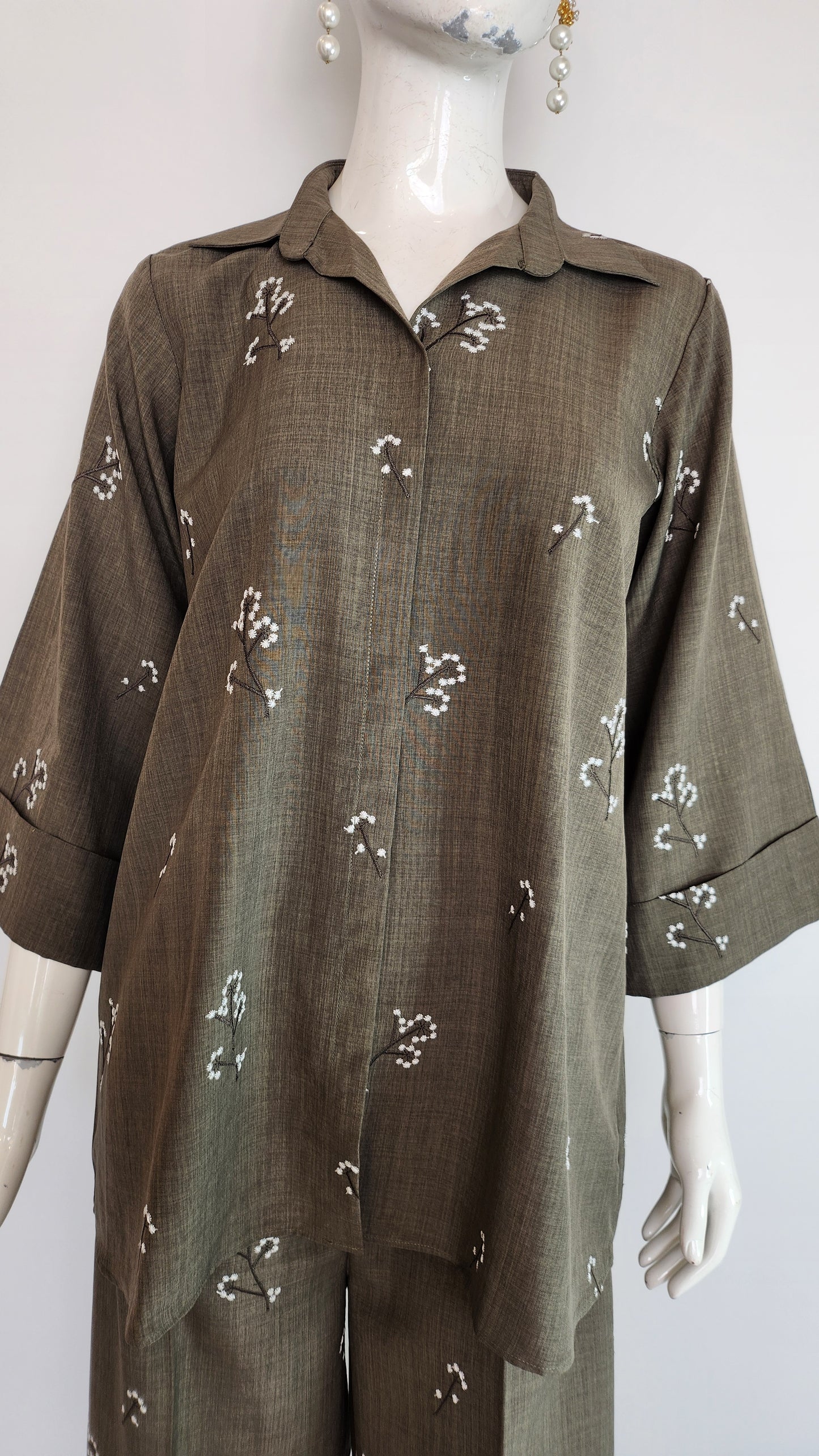 AMNA IQBAL -  Green Emb Co-ord Set