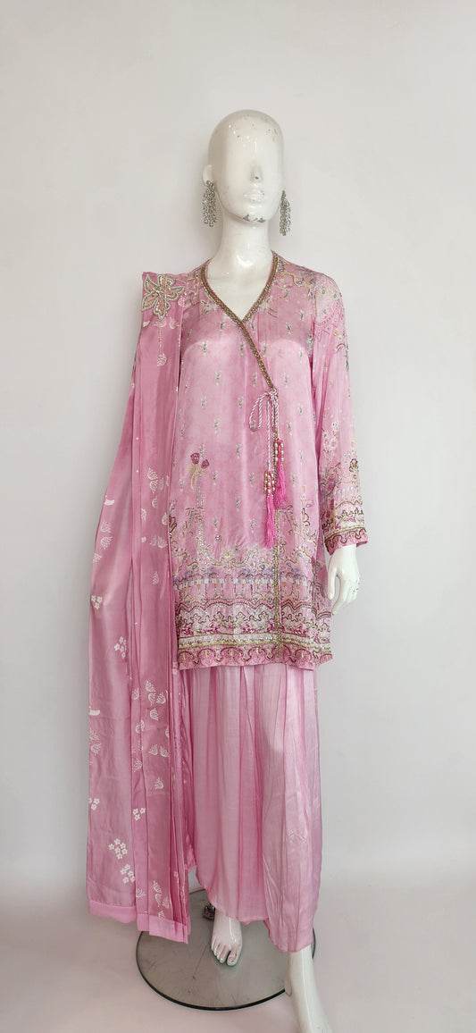 MAHOGANY - Baby Pink Printed Angarkha