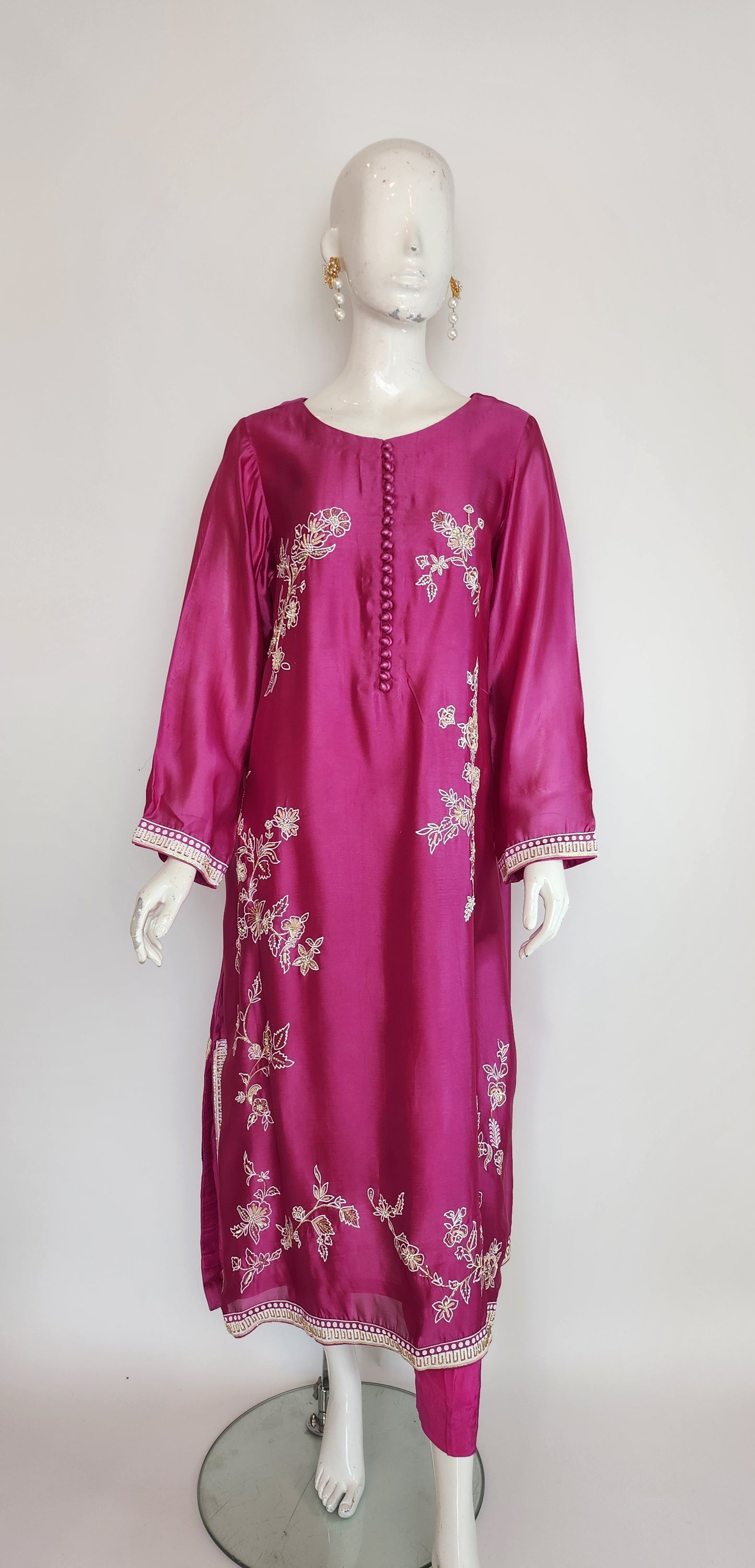 MAHOGANY - Shocking Pink with Light Blue Dupatta