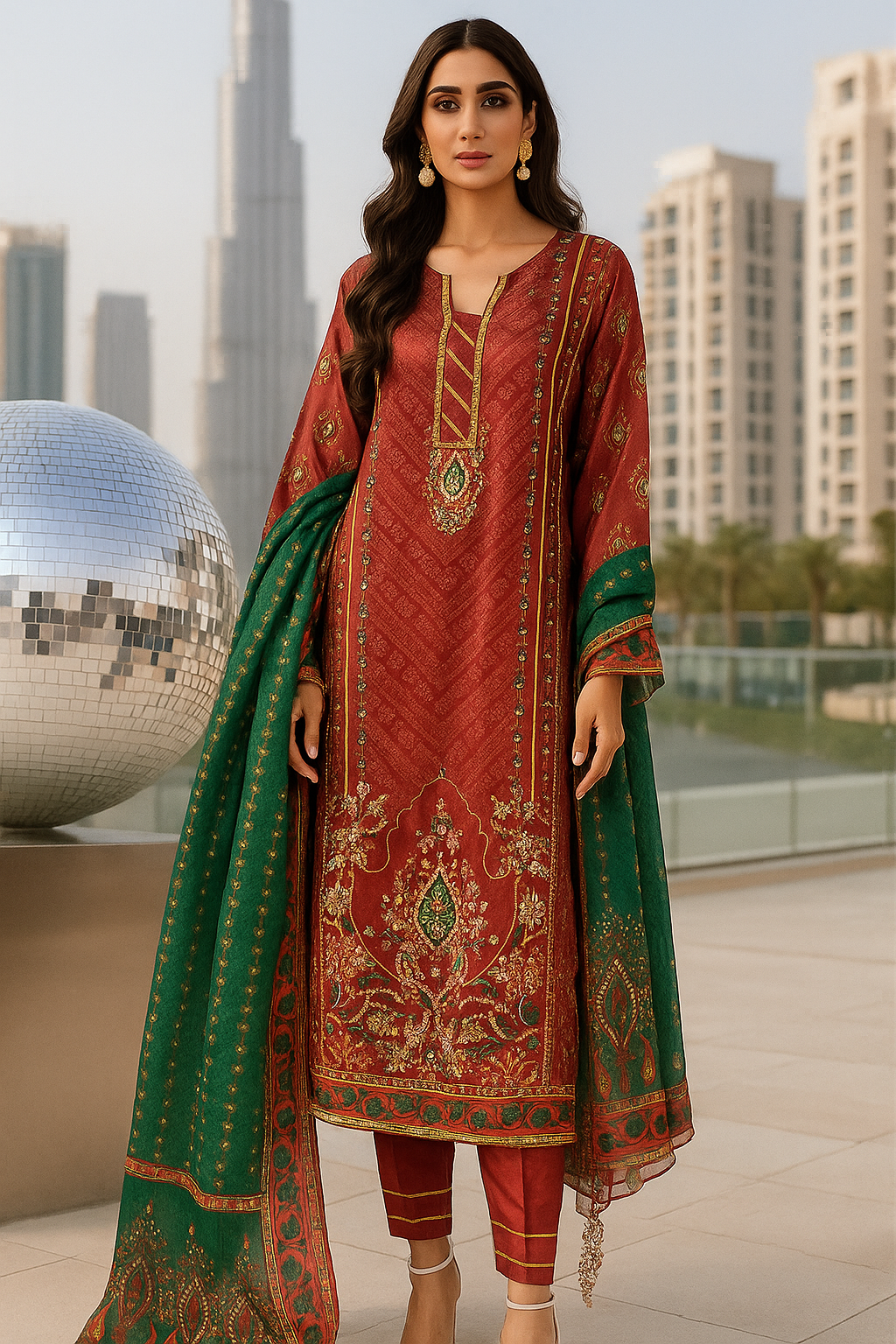 FATIMA KHAN - Brown Digital Print