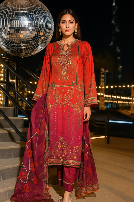 FATIMA KHAN - Sunlit Umber Embroidered