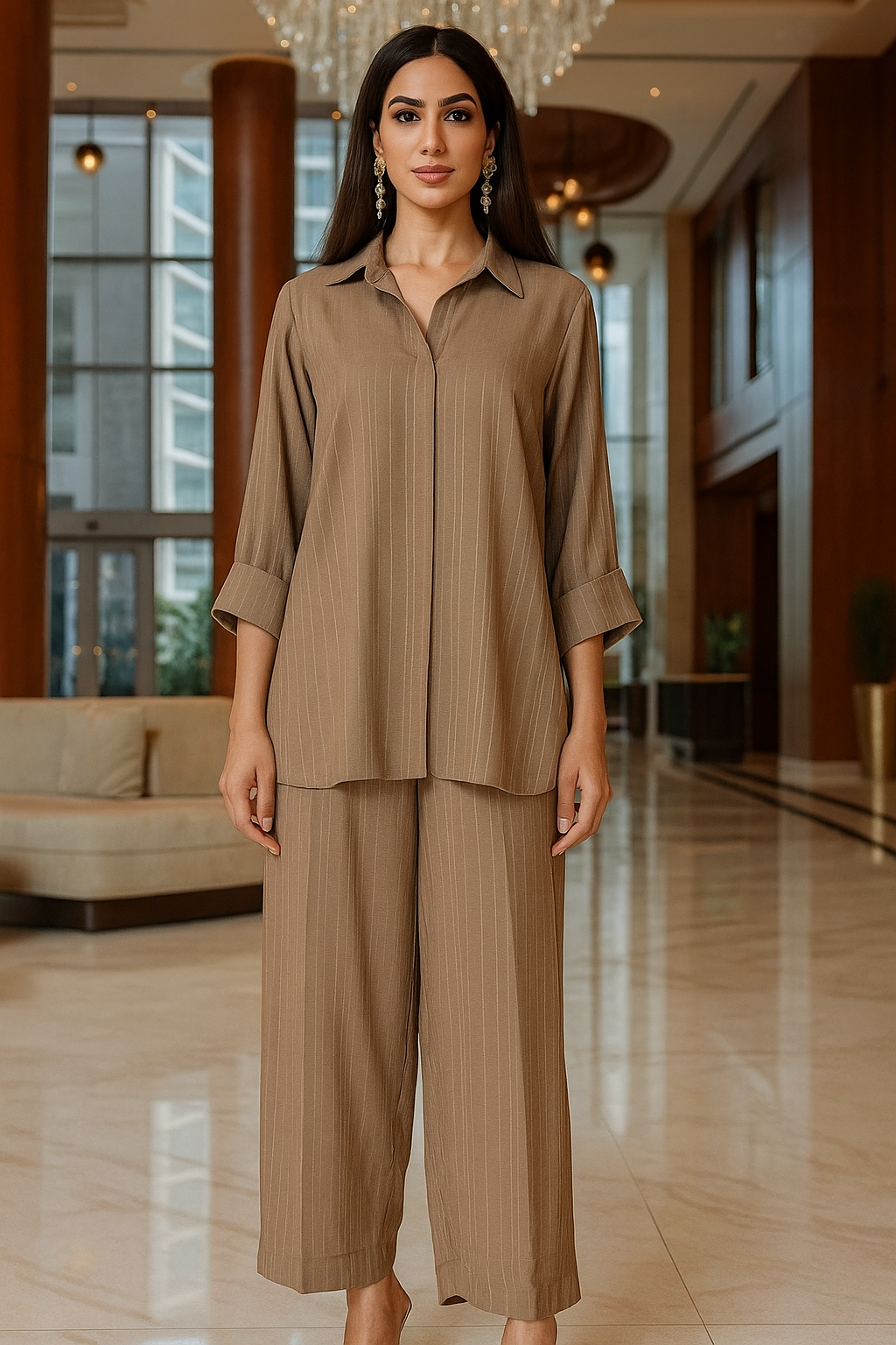 AMNA IQBAL - Beige Checkered