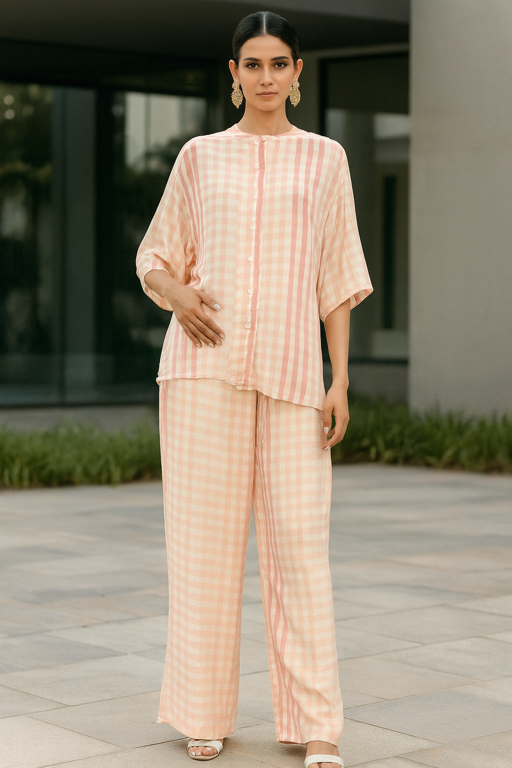SOBIA GULZAD- Pink Check Set