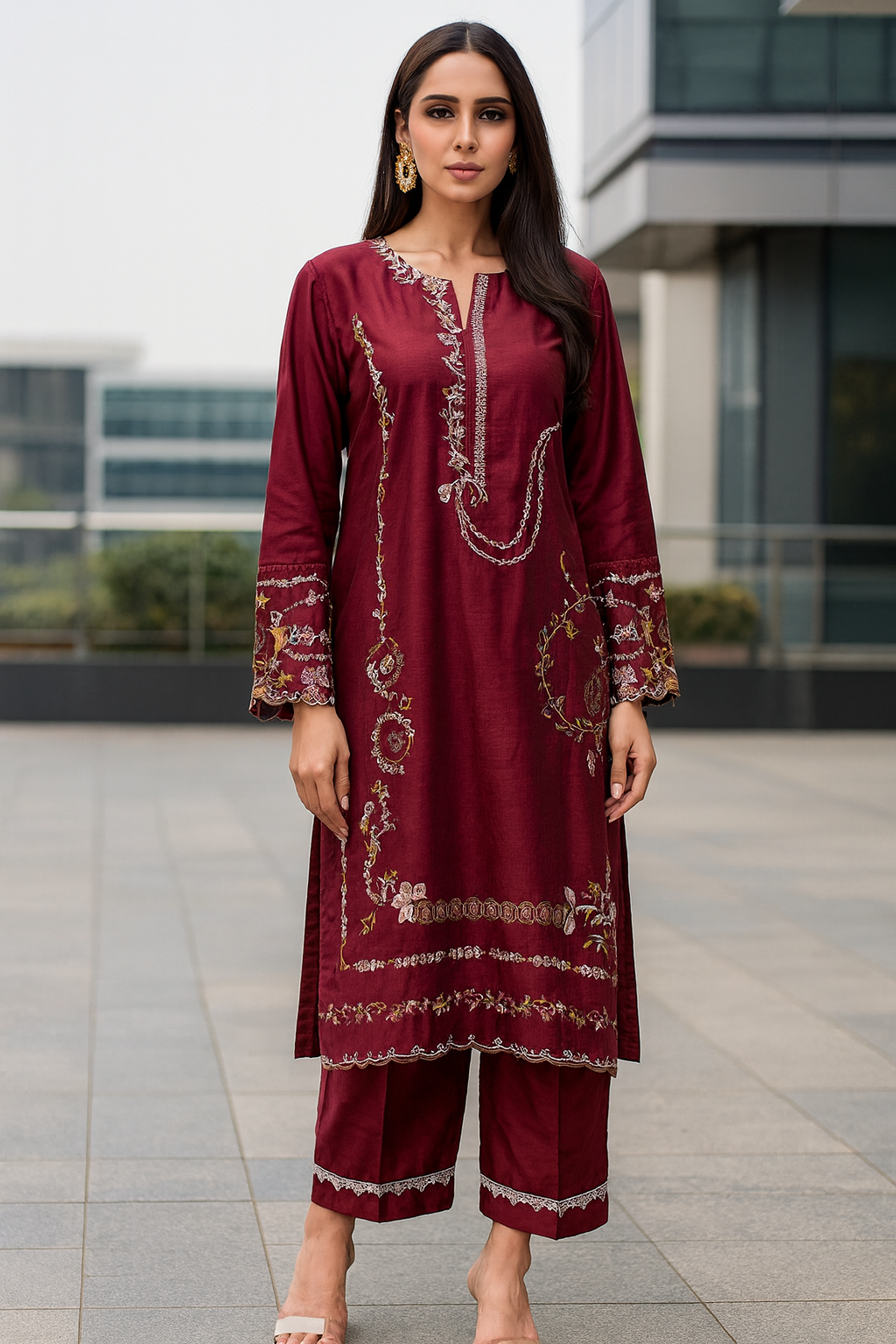 ZABRIC BY ZULEKHA AND SANA-PInk Flora