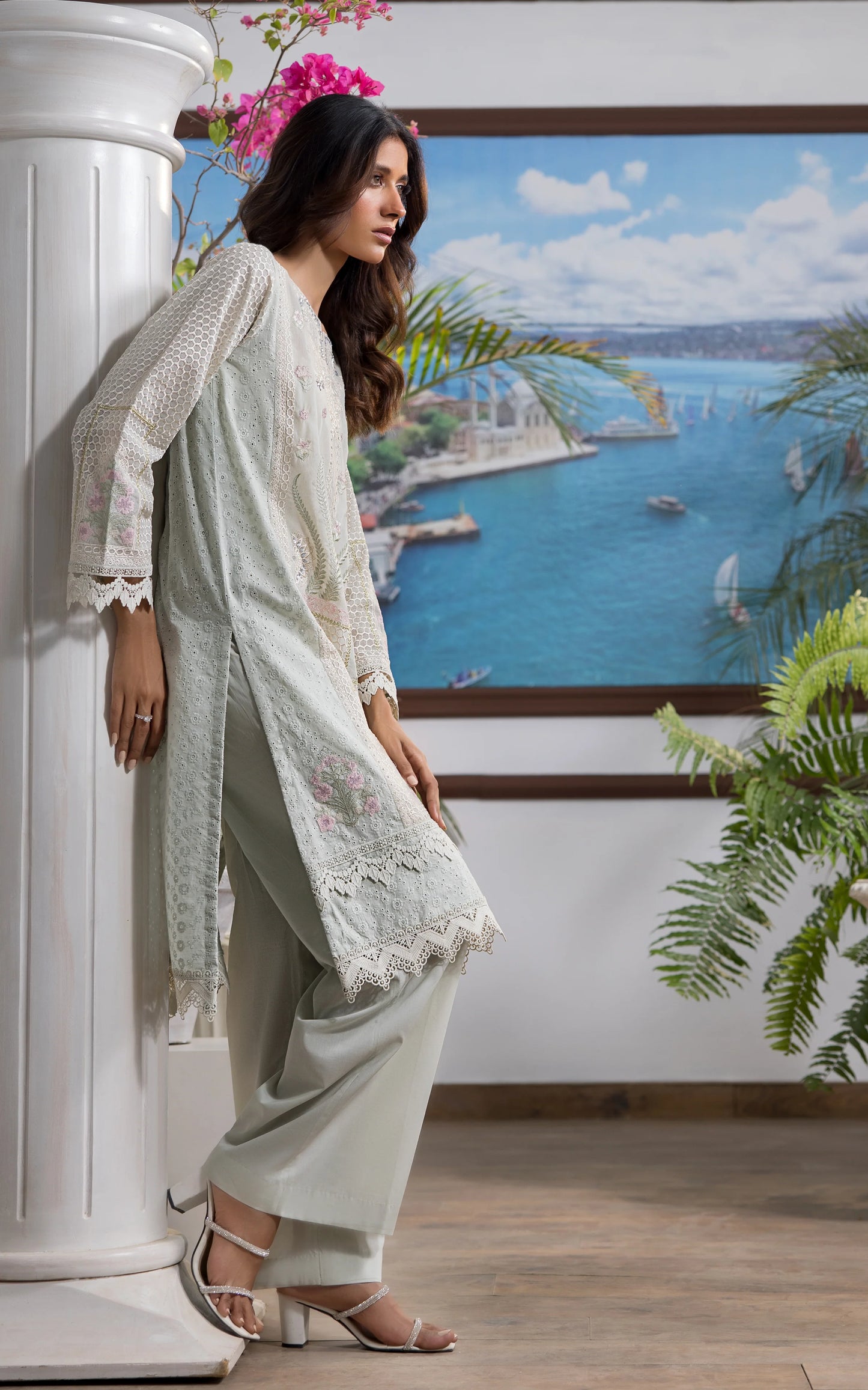 THREADS AND MOTIFS - Mint Chikan Lawn