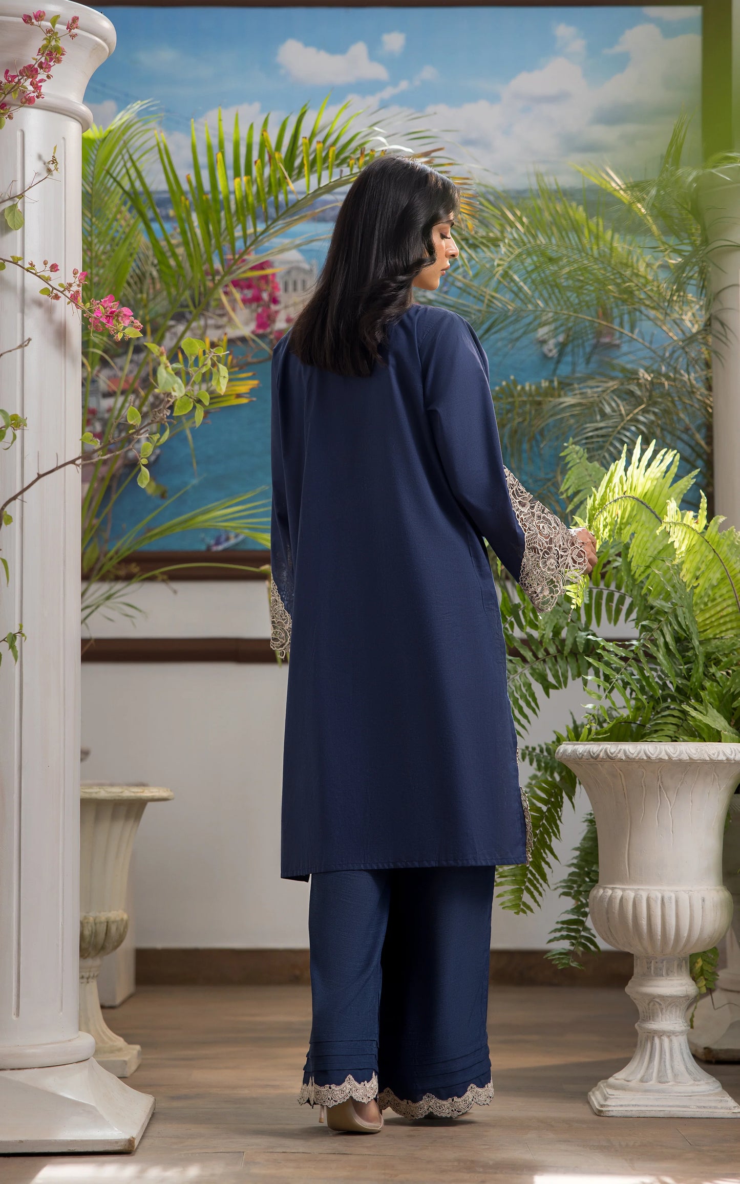 THREADS AND MOTIFS - Navy Blue Cutwork