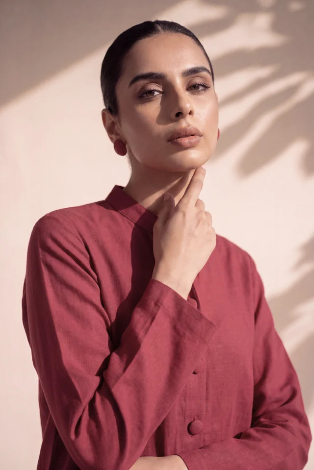 HUMAYUN ALAMGIR WOMENSWEAR-Dark red balloon coord
