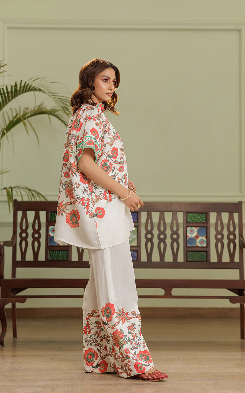 THREADS AND MOTIFS - Orange Floral 2pc Suit