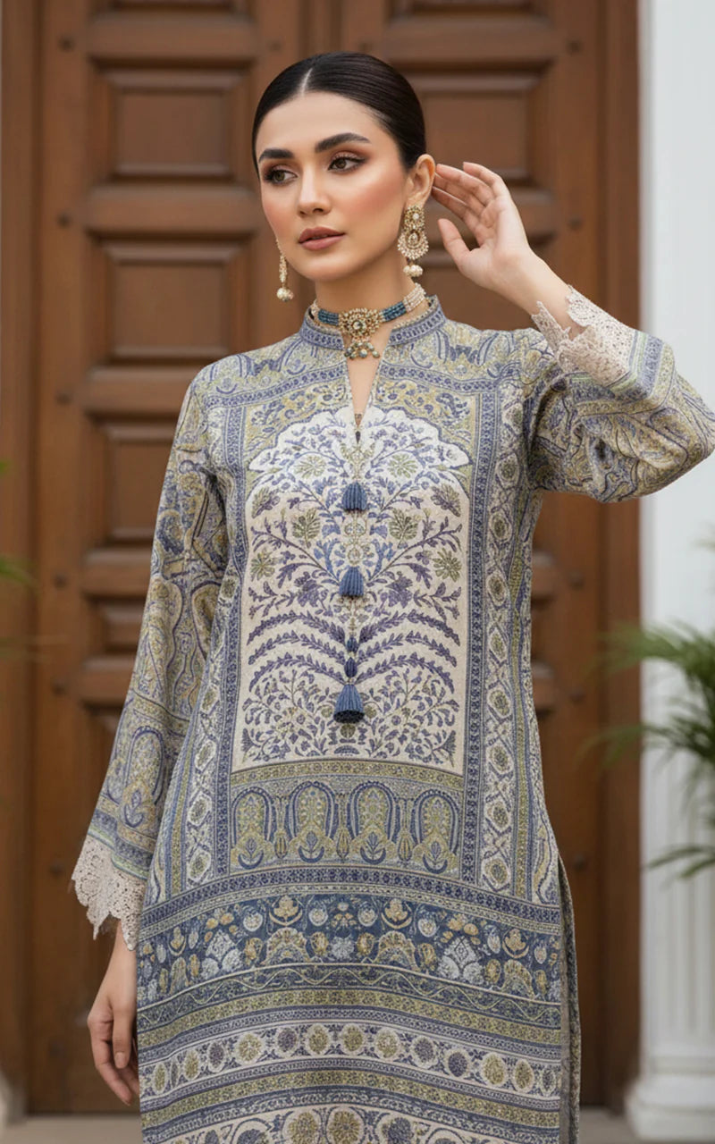 THREADS AND MOTIFS - Navy Blue Printed