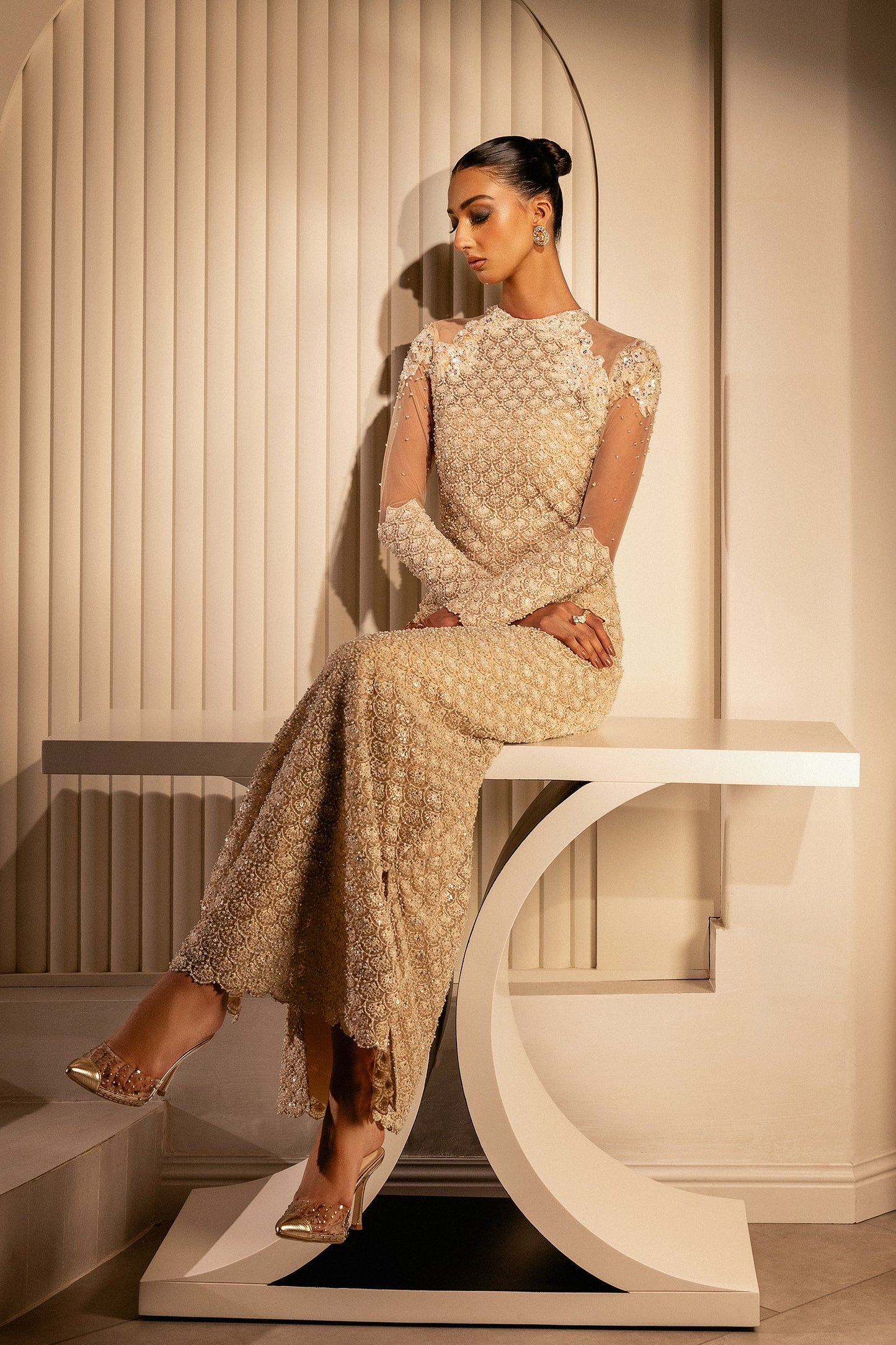ERUM KHAN - White Orchid ( Made To Order )