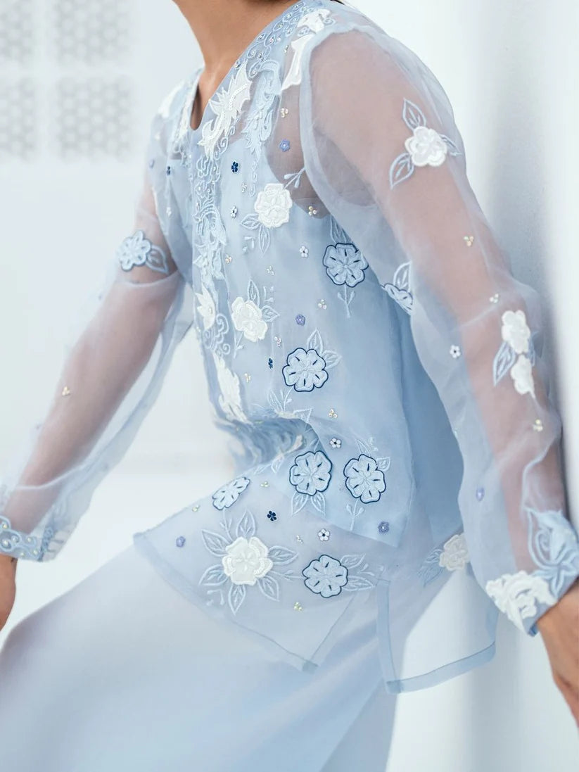 FARAH ZUBAIR - Alya Light Blue Organza Jacket