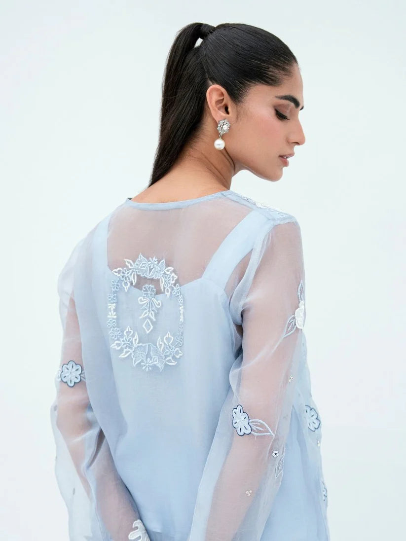 FARAH ZUBAIR - Alya Light Blue Organza Jacket