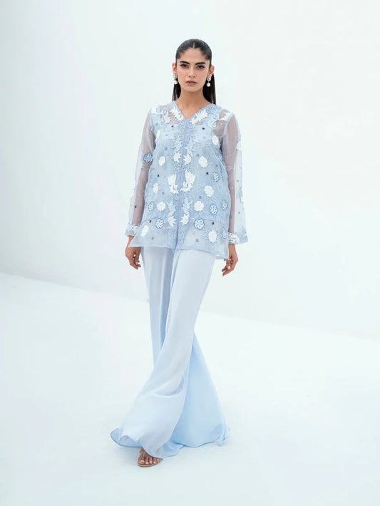 FARAH ZUBAIR - Alya Light Blue Organza Jacket