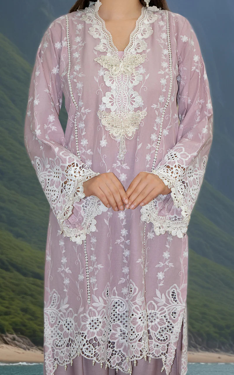 THREADS AND MOTIFS - Light Purple Embroidered