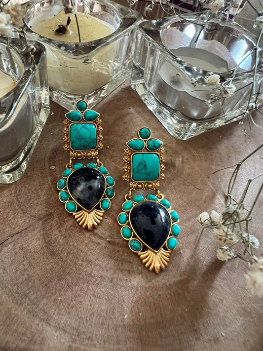 Dahlia by Sehar Zafar - Firozi with emerald stones