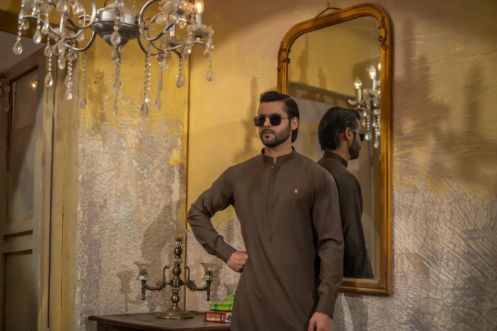 KUNZUL CHANNAR - Choco brown kurta trouser