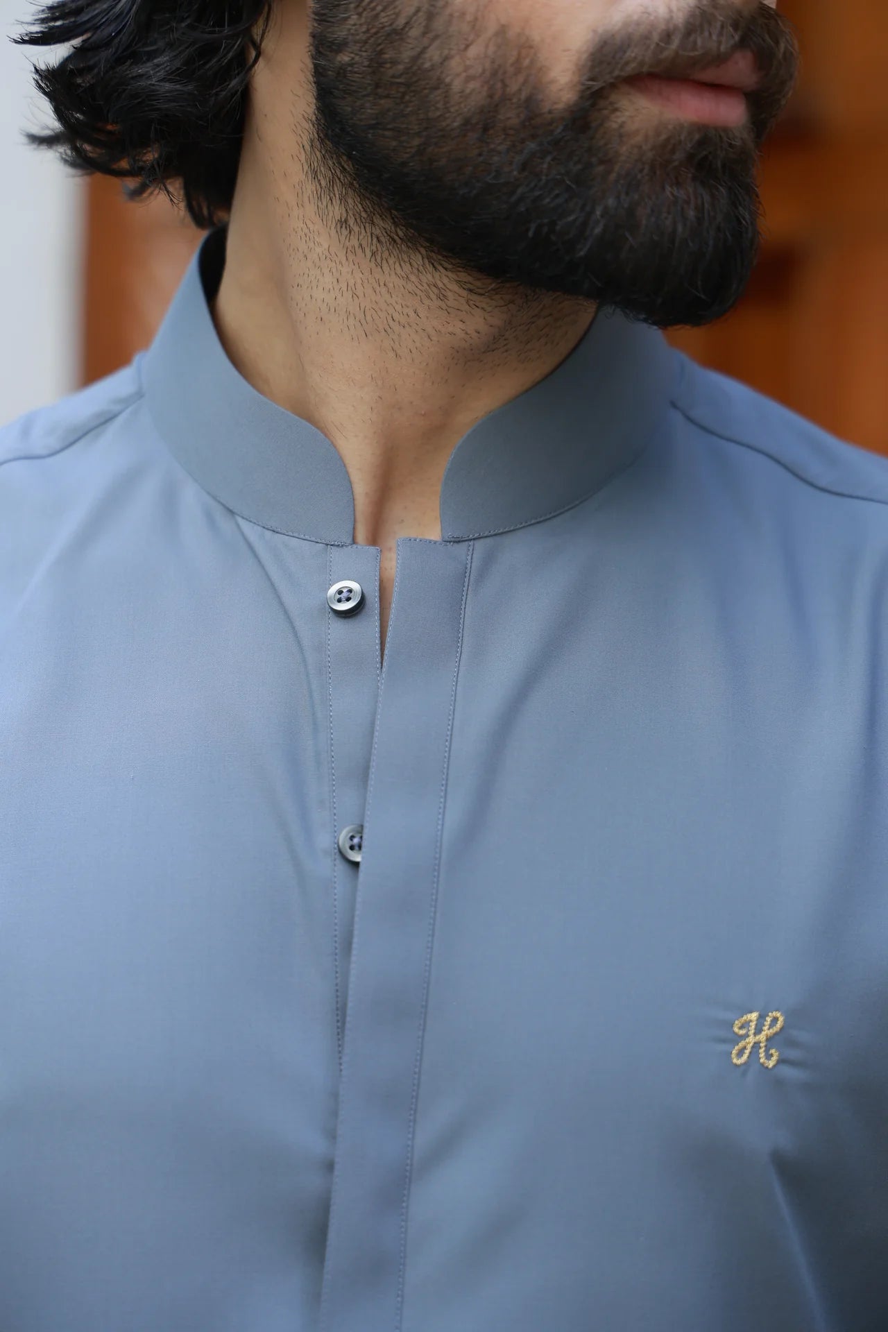 HUMAYUN ALAMGIR MENSWEAR - Slate Grey Wash and Wear Kurta Pajama