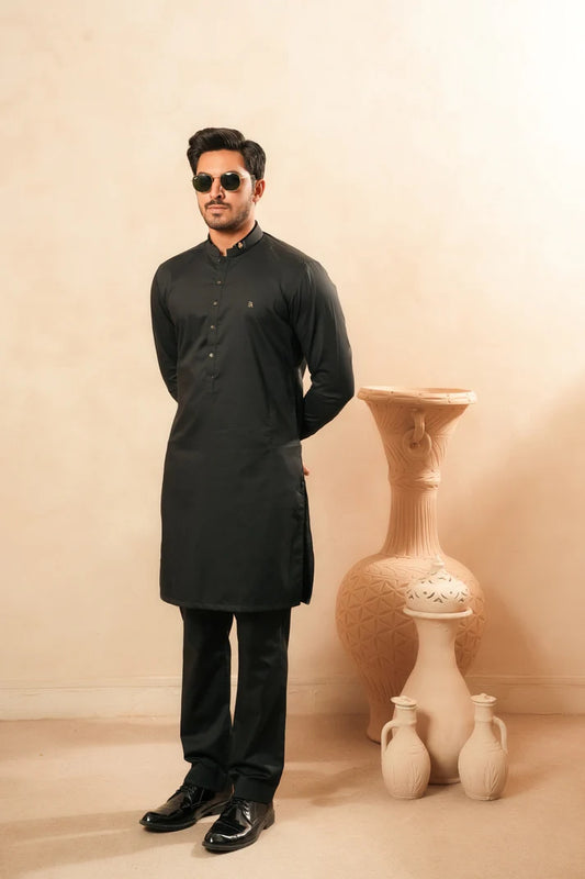 KUNZUL CHANNAR MENSWEAR - Black Premium Cotton