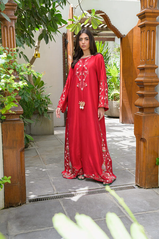 AMNA IQBAL - Red Kaftan
