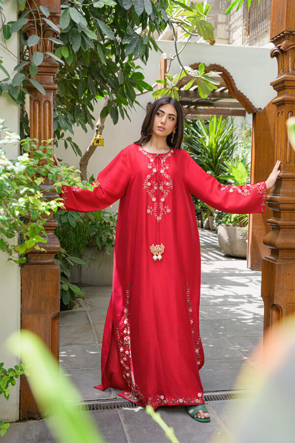 AMNA IQBAL - Red Kaftan