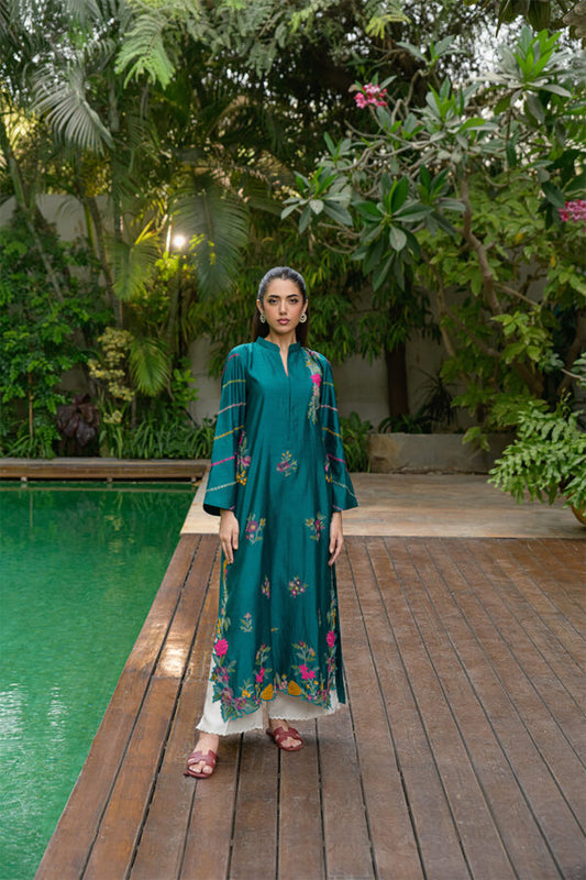 AMNA IQBAL - Teal Embroidered