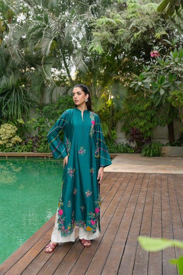 AMNA IQBAL - Teal Embroidered