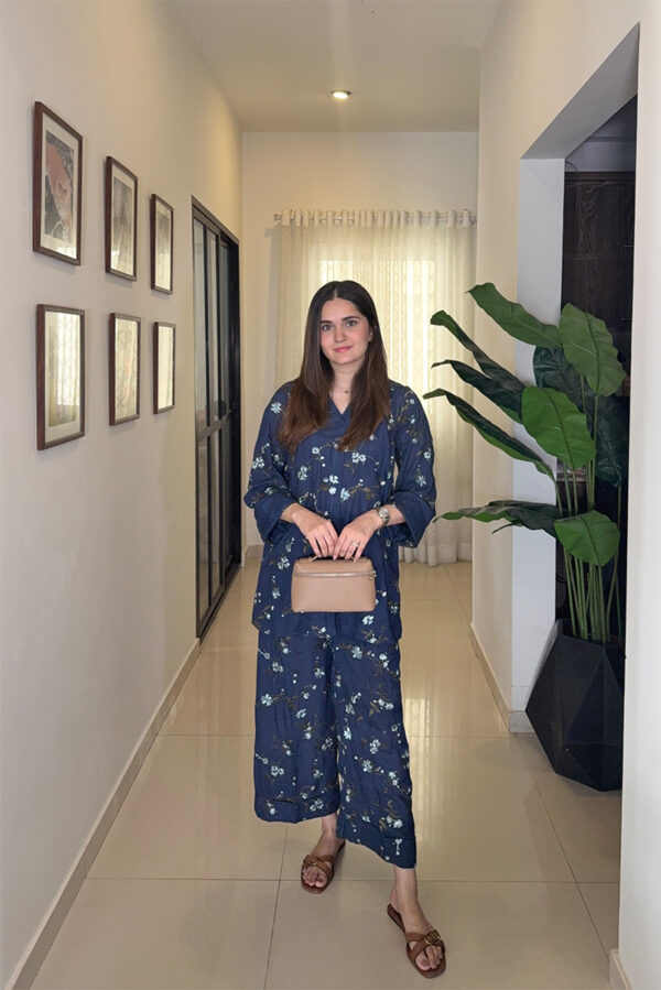 AMNA IQBAL - Navy Blue Embroidered Coord Set