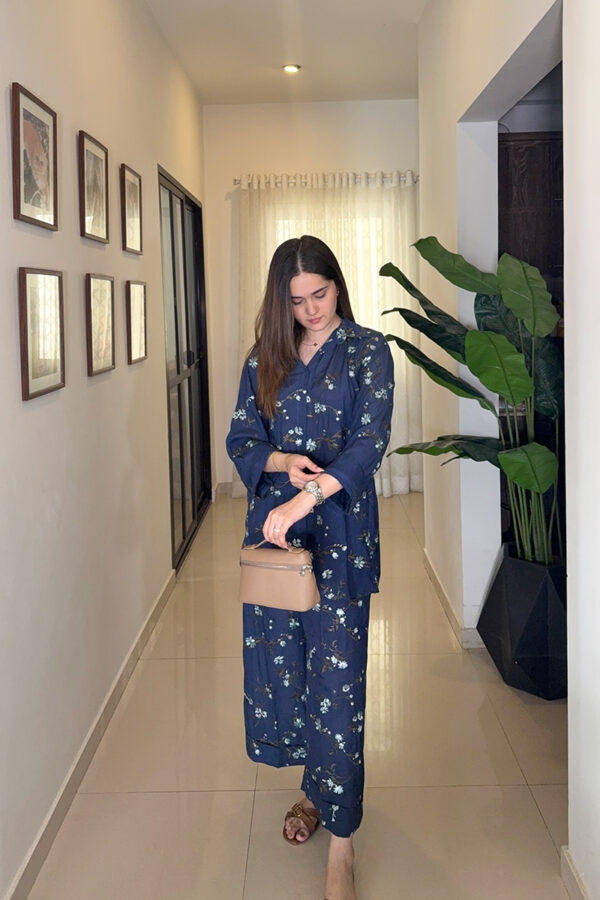 AMNA IQBAL - Navy Blue Embroidered Coord Set