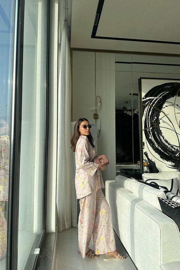 AMNA IQBAL - Light Pink Floral Printed Coord Set