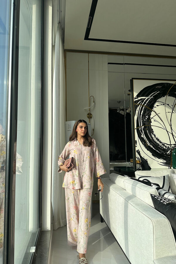 AMNA IQBAL - Light Pink Floral Printed Coord Set