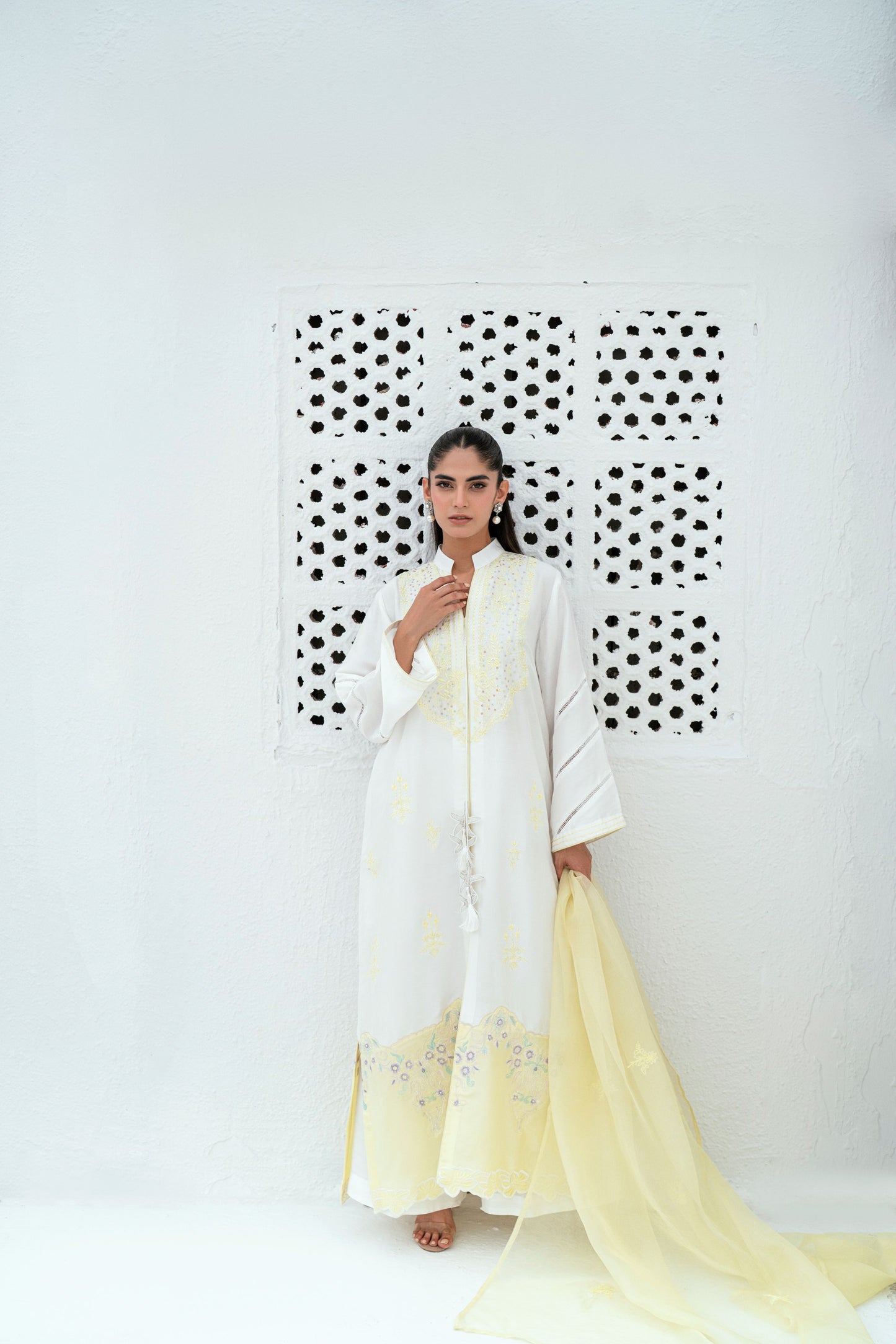 FARAH ZUBAIR - White Raw Silk