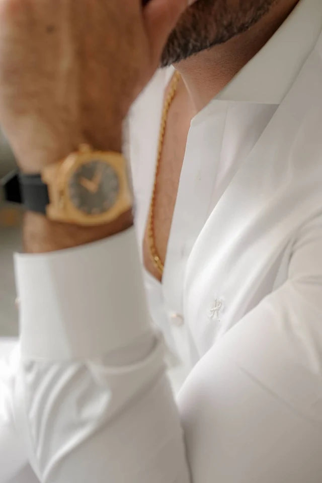 HUMAYUN ALAMGIR (MENSWEAR)-White armani kurta farshi pajama