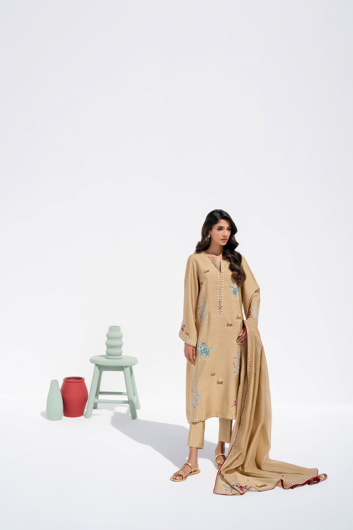 KOMAL LAKHANI - Raaha Beige Animal Ariwok