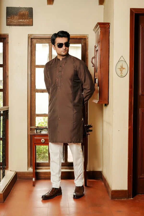 KUNZUL CHANNAR ( MENSWEAR ) - Brown Kurta Trouser