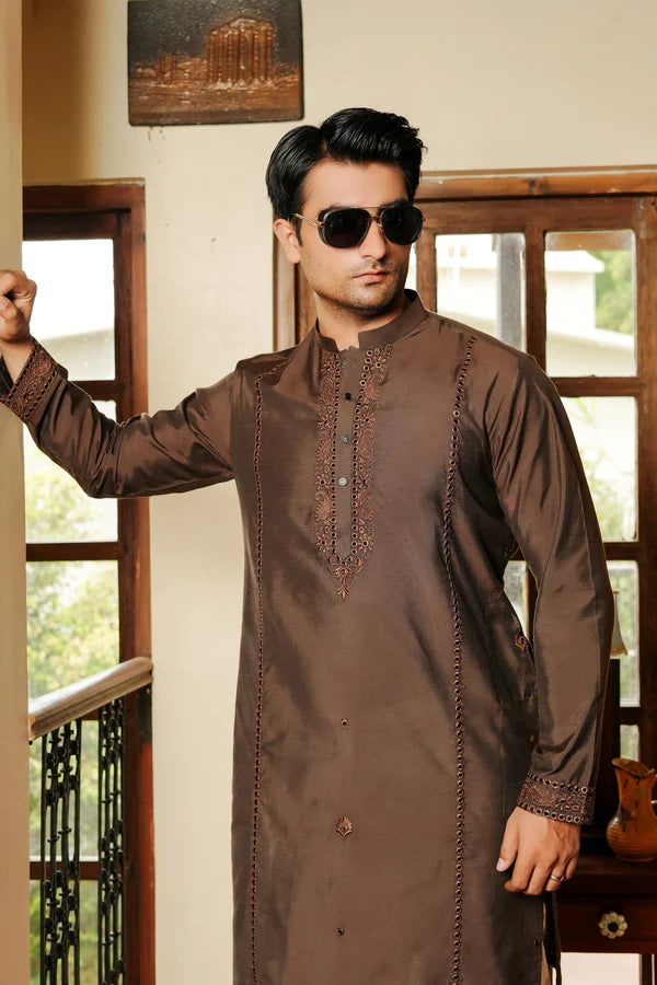 KUNZUL CHANNAR ( MENSWEAR ) - Brown Kurta Trouser