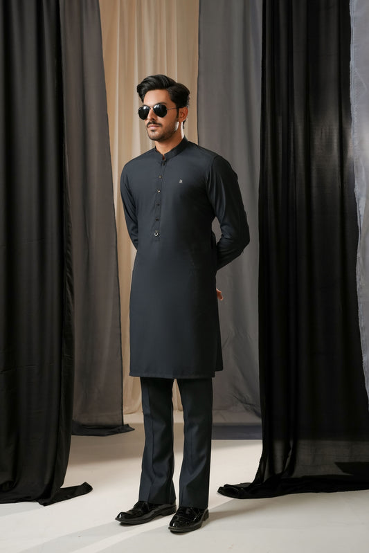 KUNZUL CHANNAR MENSWEAR - Grey Kurta Trouser