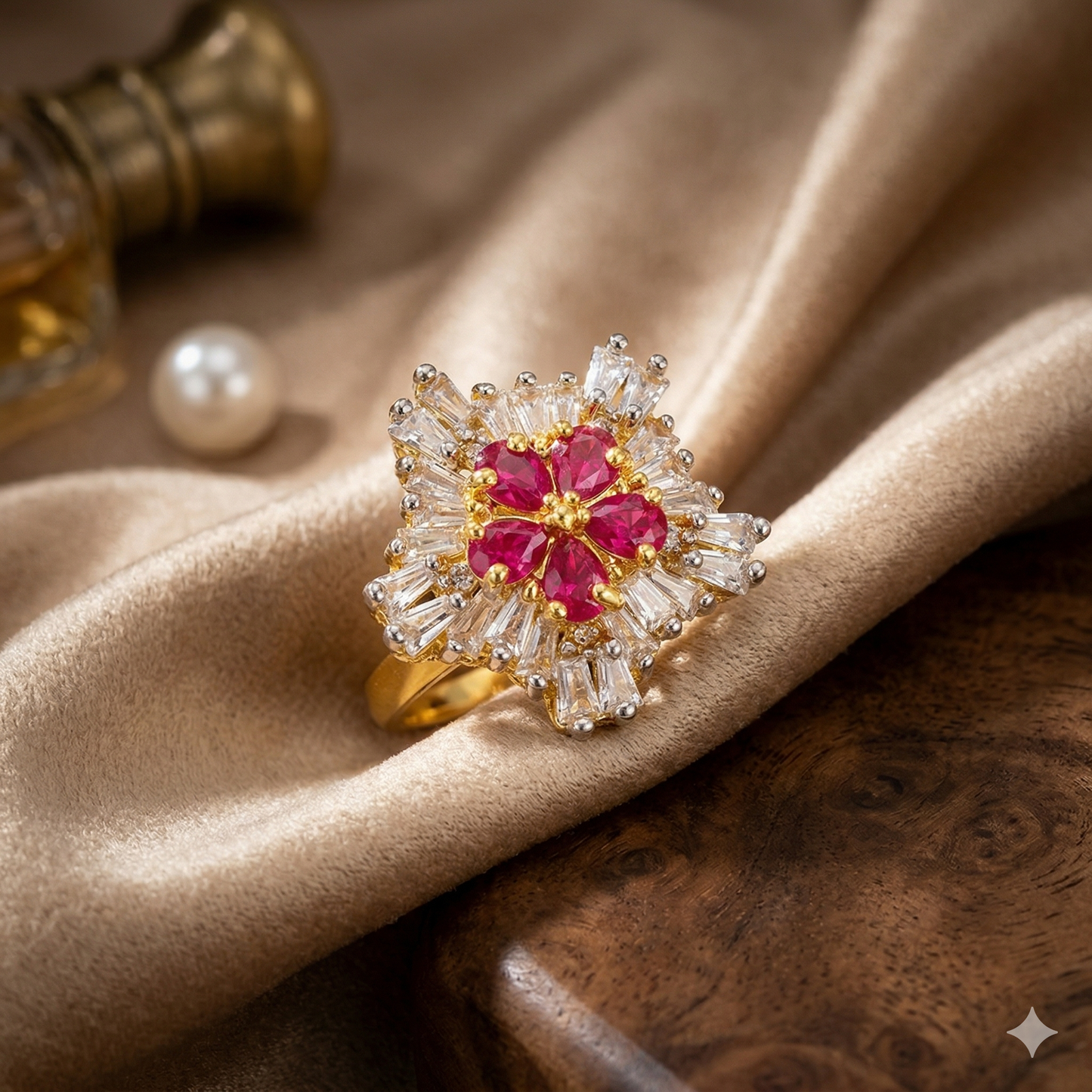ZAHEEN KAMRAN - Ruby Floral Ring
