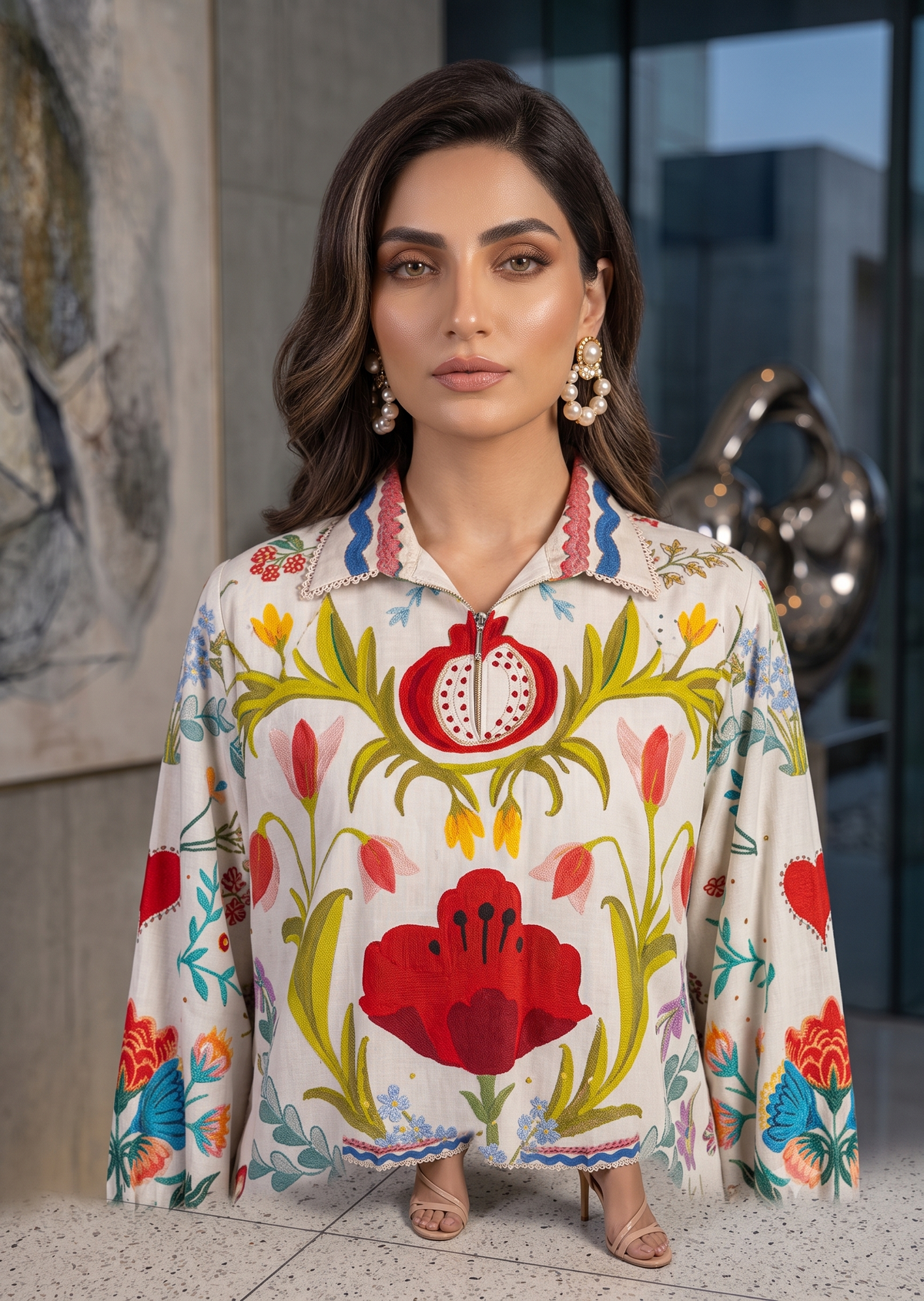 THREADS AND MOTIFS - Light Green Floral