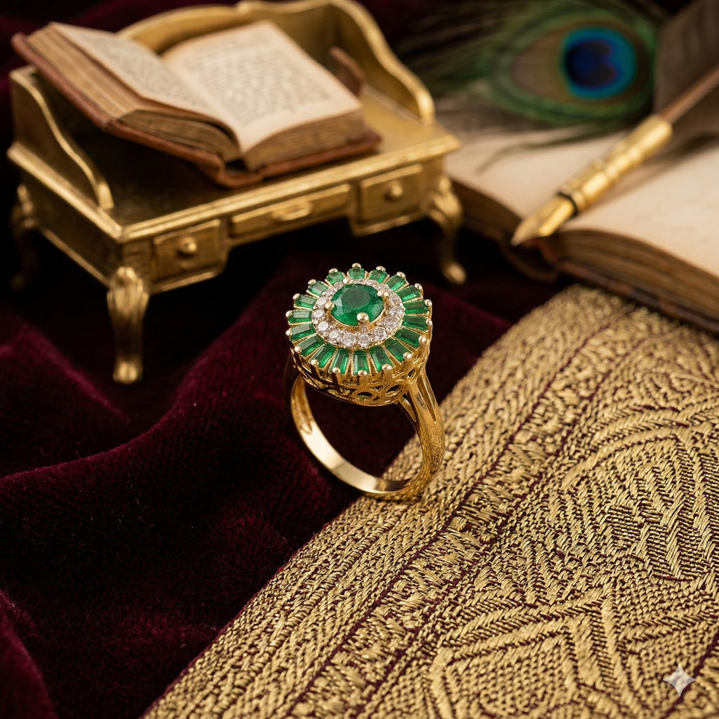 ZAHEEN KAMRAN - Round Emerald Ring