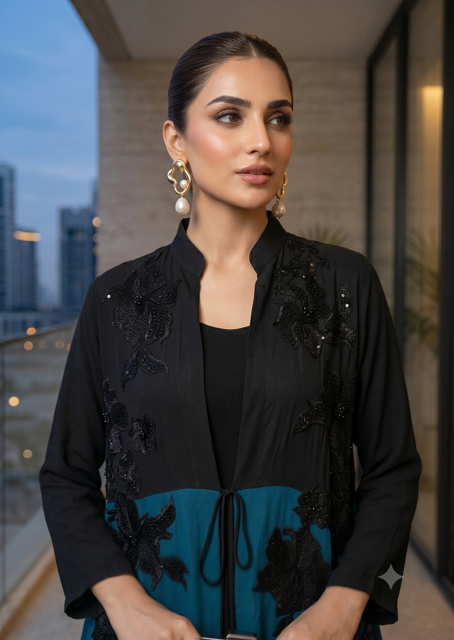 MARIA RAO - Black poncho cape