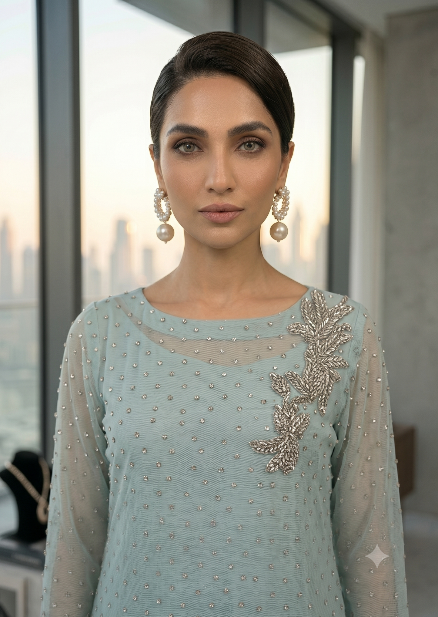MARIA RAO-Sky blue multi stones
