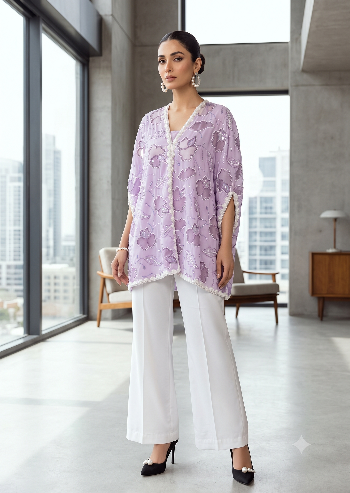 MARIA RAO- Lilac cutwork white