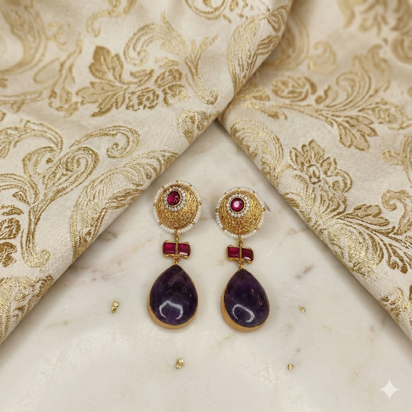 DAHLIA BY SEHAR ZAFAR - Purple Dangling Earrings