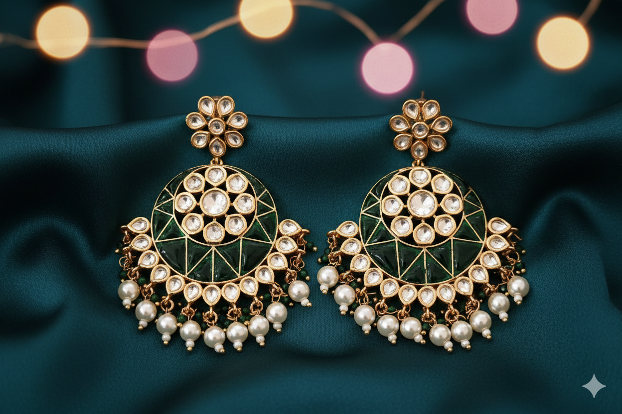 DAHLIA BY SEHAR ZAFAR - Green Jhumkis