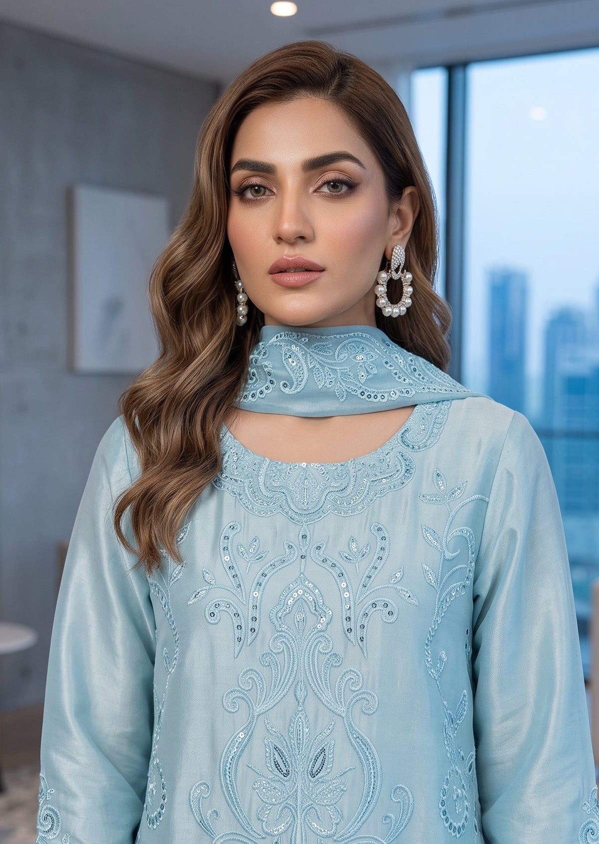 ASHJAIN SAFWAN - Cutwork sky blue