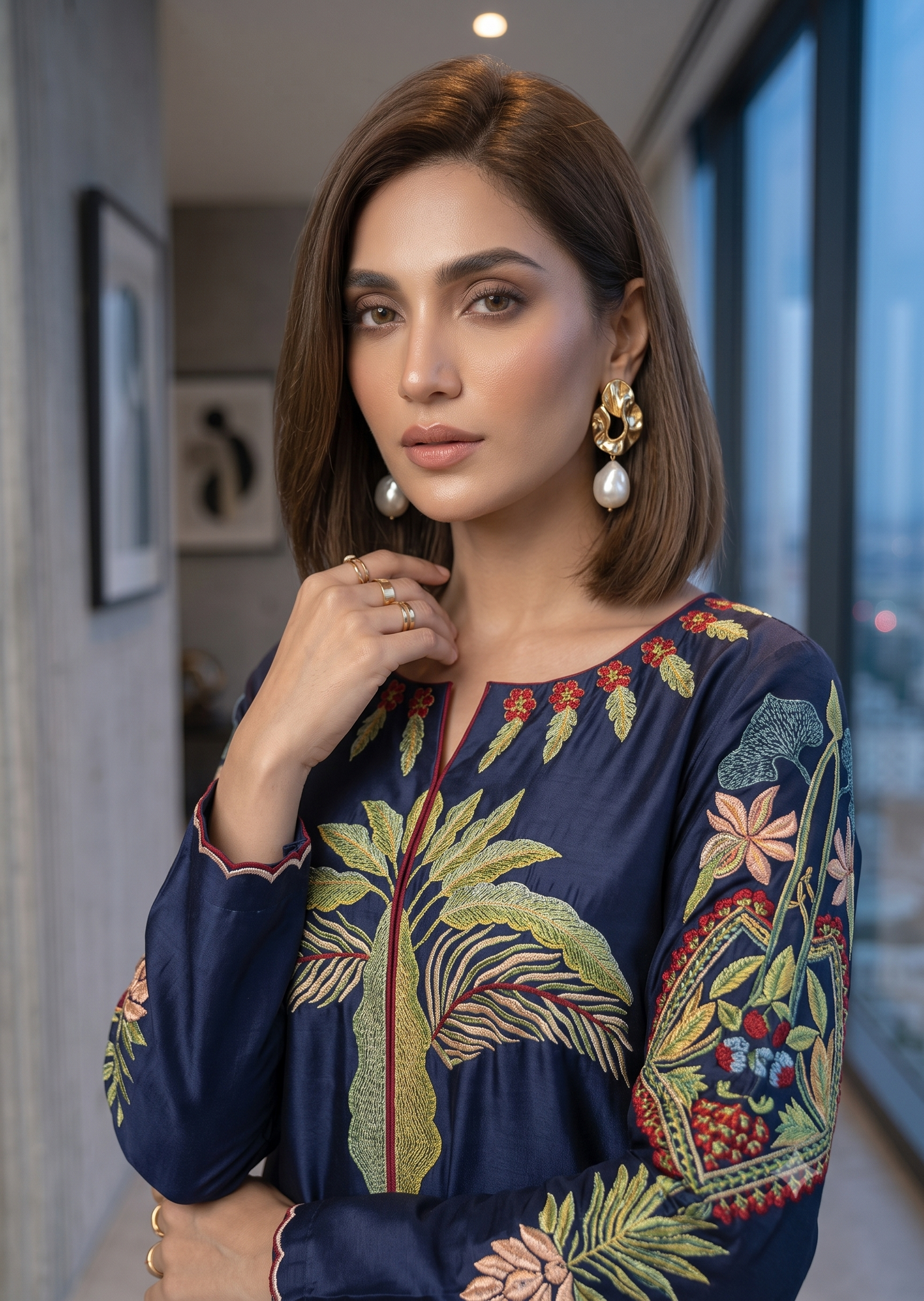 WAJEEHA ANSARI-2 Piece navy blue emb
